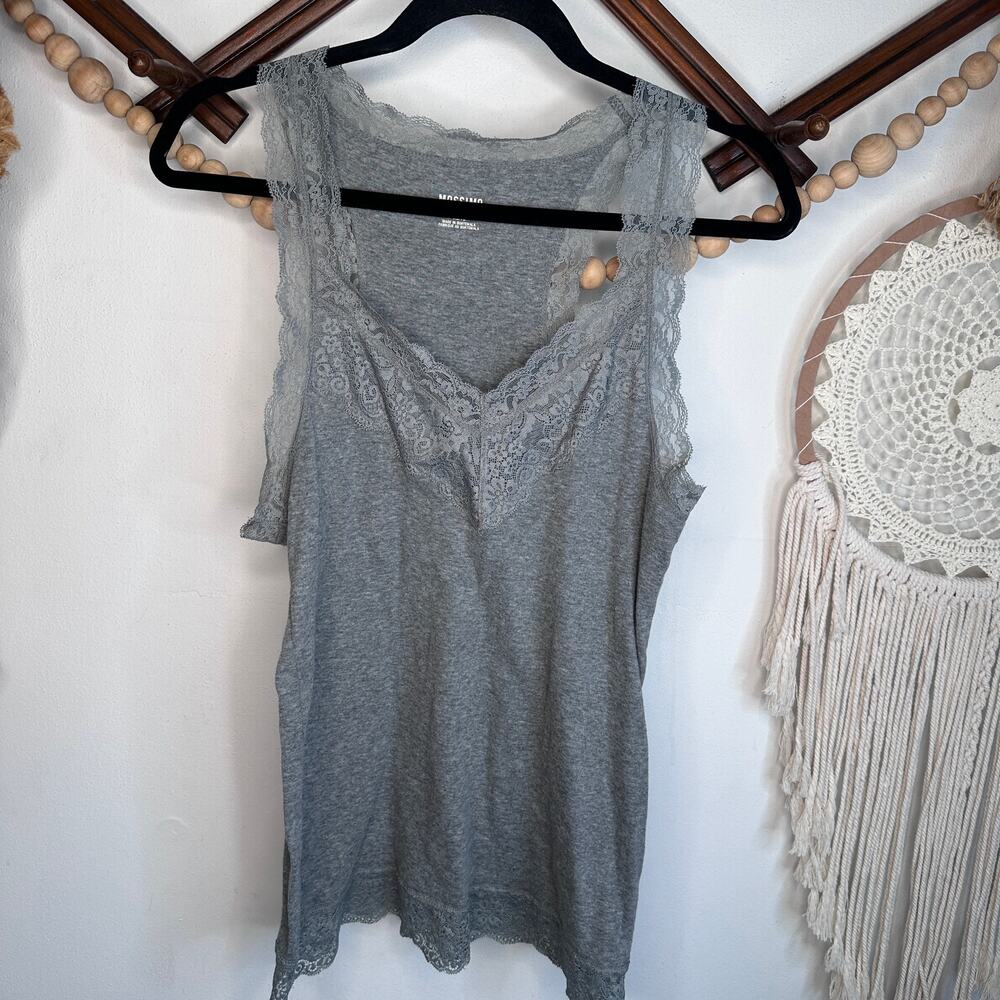Mossimo Gray Lace Trim Cami Tank
